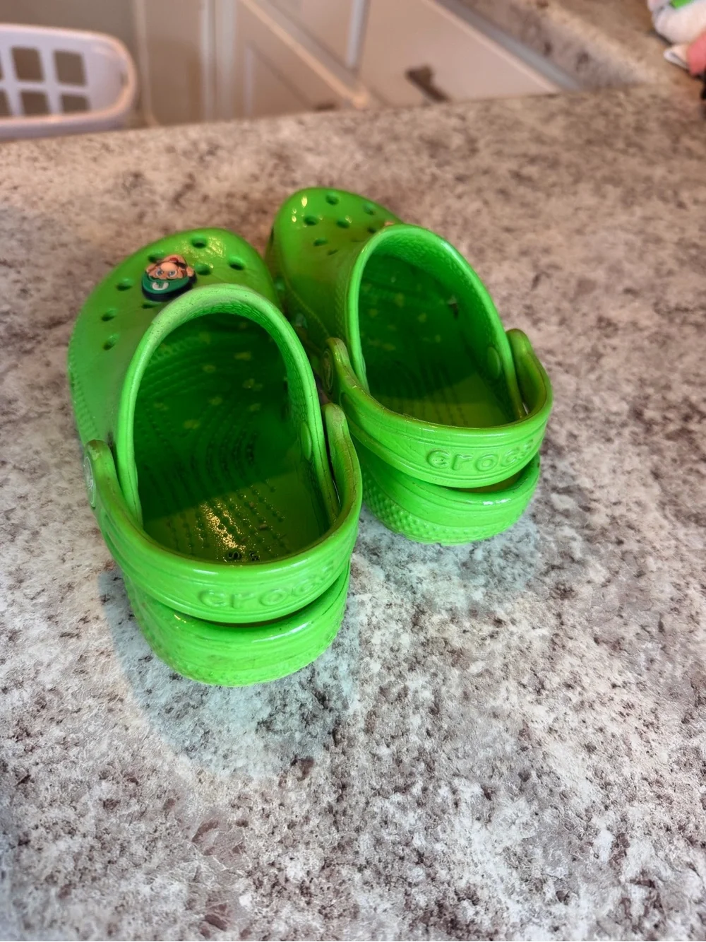 Crocs Classic Clogs Lime Green with Super Mario Jibbitz - Toddler Size 9 (C9)